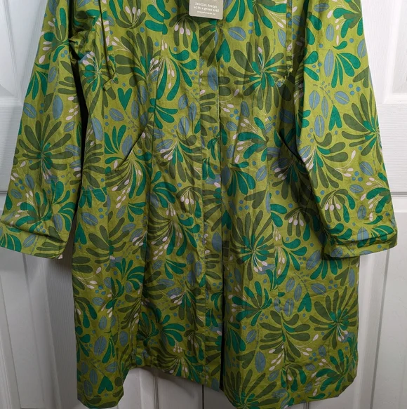 NEW Gudrun Sjoden Kaprifol Coat Jacket Large Leaf Print Funnel Neck Lagenlook - Picture 5 of 15